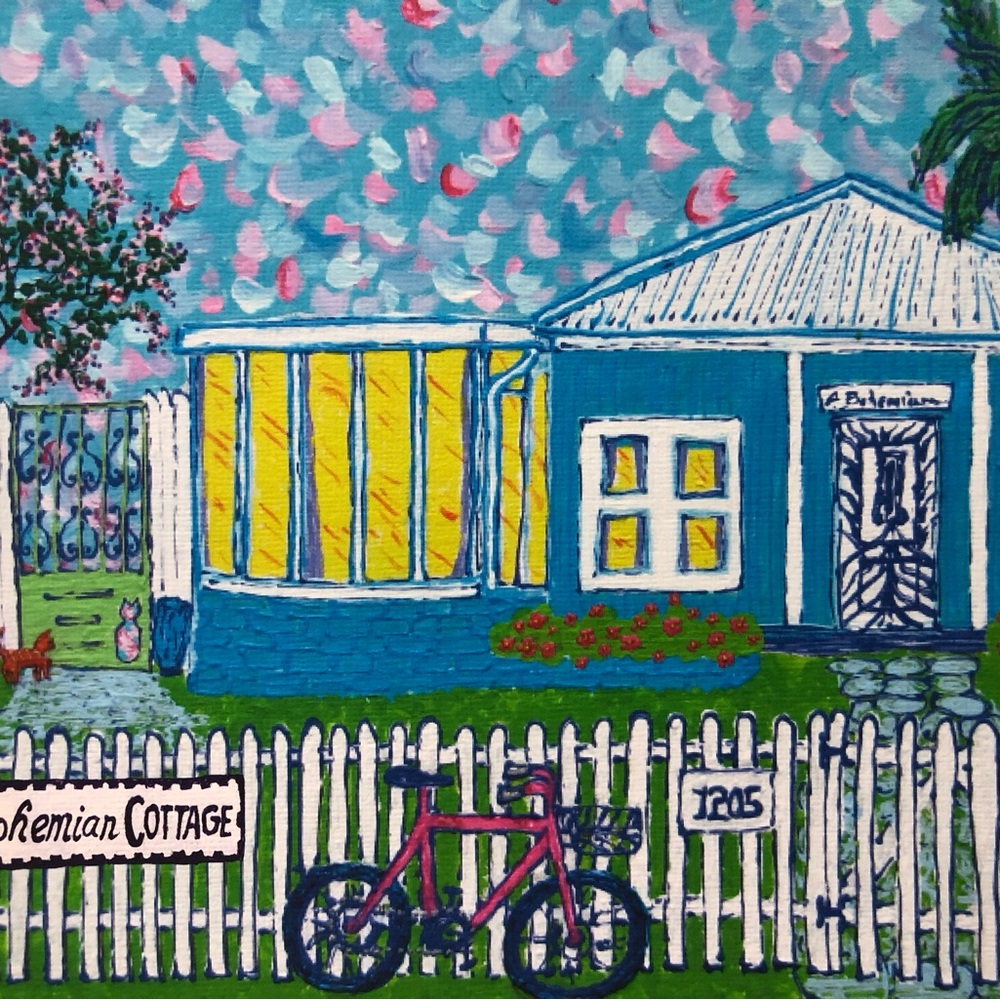 Art Print “Bohemian Cottage” TYBEE ISLAND.  Local artist Charlotte Beran 8 x 10” - Picture 2 of 7